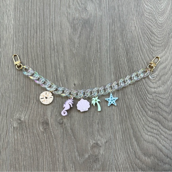 Extra Long Resort Beach Tropical Bag Chain Charm with Gold Tone Extenders